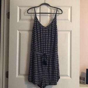 Blue and White Pattern Romper